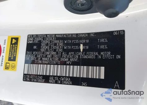 2015 Lexus Rx 350 z USA, uszkodzony, nr VIN 2T2BK1BA6FC328712